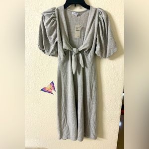 Velvet Torch Tie Front Puff Sleeve Dress